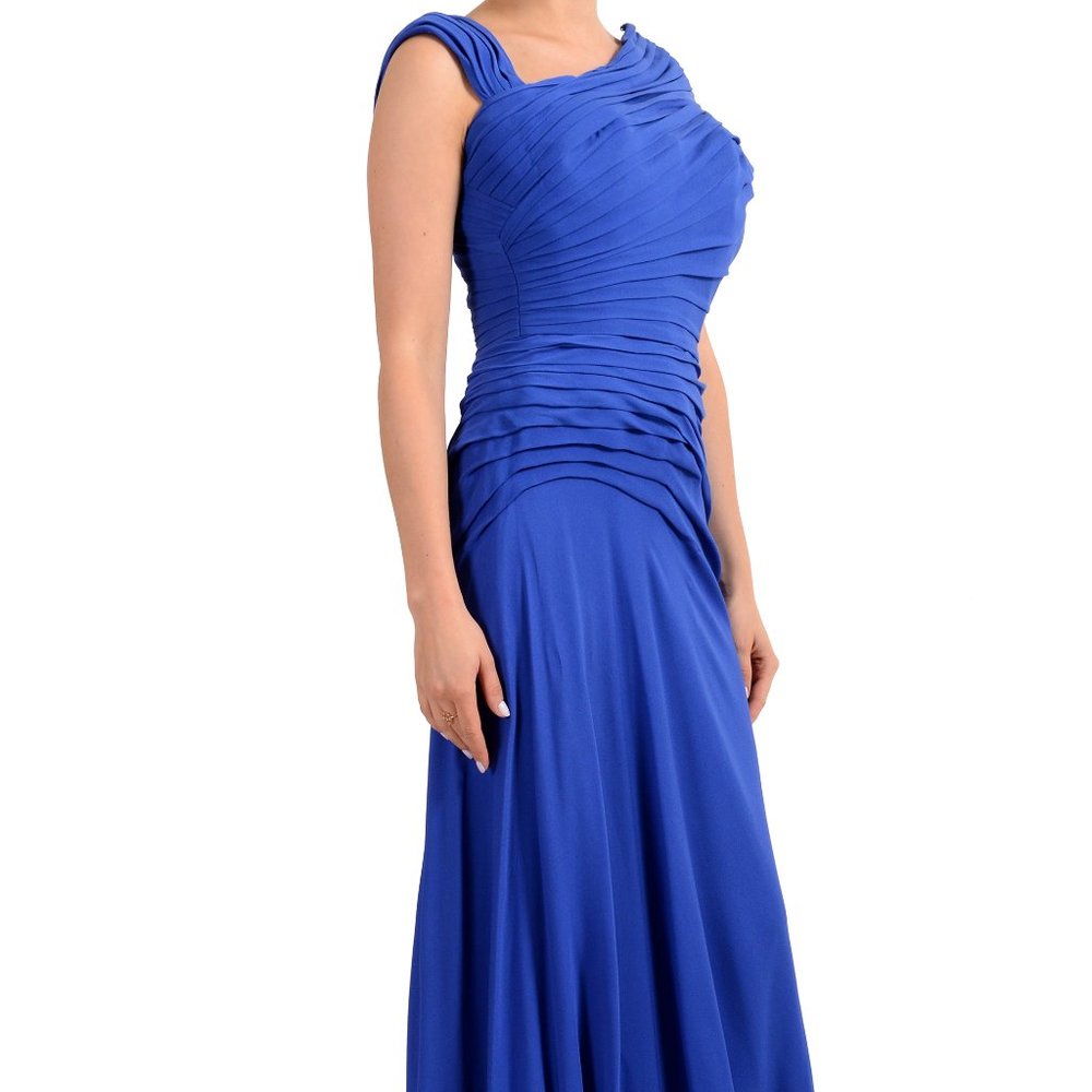 Versace Women's Blue 100% Silk Maxi Evening Dress